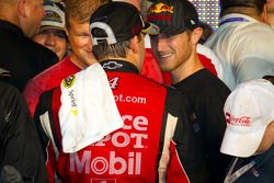 Victory lane: NASCAR Sprint Cup Series 2011 champion Tony Stewart, Stewart-Haas Racing Chevrolet celebrates with Kasey Kahne, Red Bull Racing Team Toyota
