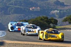 1966 Porsche 906 of Wade Carter III, heads into the corkscrew ahead of Jeff Zwart ('66 906) and Bruce Canepa ('69 917K)