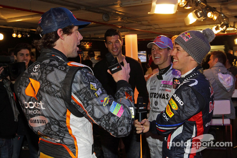 Michael Schumacher, Sebastian Vettel and Travis Pastrana