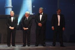 FIA President Jean Todt, FOM President Bernie Ecclestone, Force India Team Principal Vijay Mallya, F