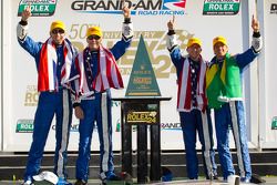 DP victory lane: class and overal winners A.J. Allmendinger, Oswaldo Negri, John Pew and Justin Wilson celebrate