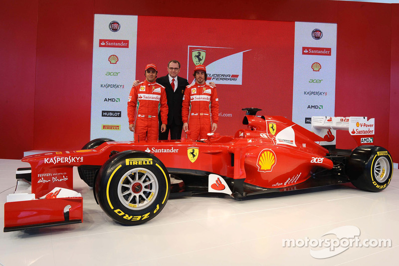 Fernando Alonso, Felipe Massa and Stefano Domenicali