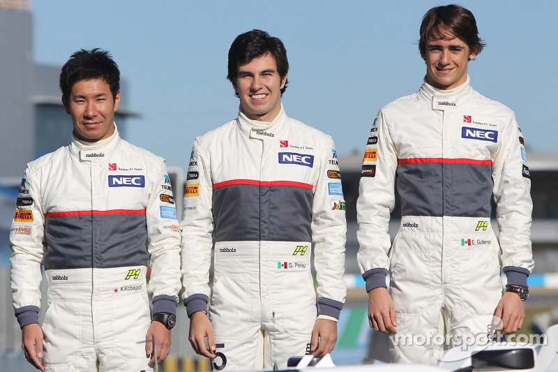 Kamui Kobayashi, Sauber F1 Team with Sergio Perez, Sauber F1 Team and Esteban Gutierrez, Sauber F1 T