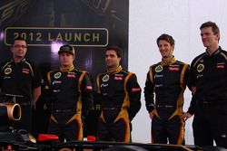 Eric Boullier, Team Principal, Lotus Renault F1 Team with Kimi Raikkonen, Jérôme d'Ambrosio, Lotus Renault F1 Team, Romain Grosjean, Lotus Renault F1 Team and James Allison