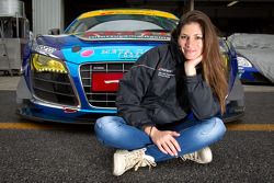 Cyndie Allemann poses with #21 Hitotsuyama Racing Audi R8 LMS