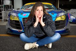 Cyndie Allemann poses with #21 Hitotsuyama Racing Audi R8 LMS