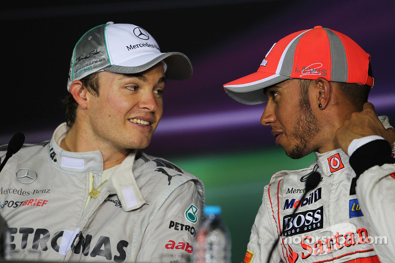 Press conference: race winner Nico Rosberg, Mercedes AMG F1, third place Lewis Hamilton, McLaren