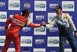 Second place Alexey Dudukalo, SEAT Leon WTCC, Lukoil Racing Team, third place Alain Menu Chevrolet Cruze 1.6T, Chevrolet