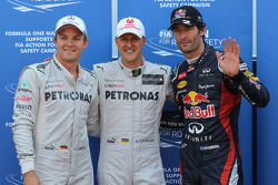 Qualifying results, 1st Michael Schumacher, Mercedes AMG Petronas ve 2. sıra Mark Webber, Red Bull R