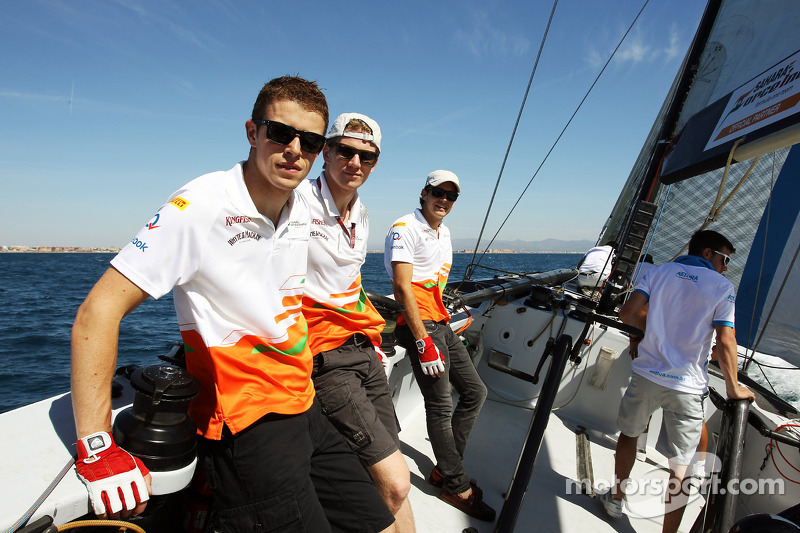 Paul di Resta, Sahara Force India F1; Nico Hulkenberg, Sahara Force India F1 ve Jules Bianchi, Sahar