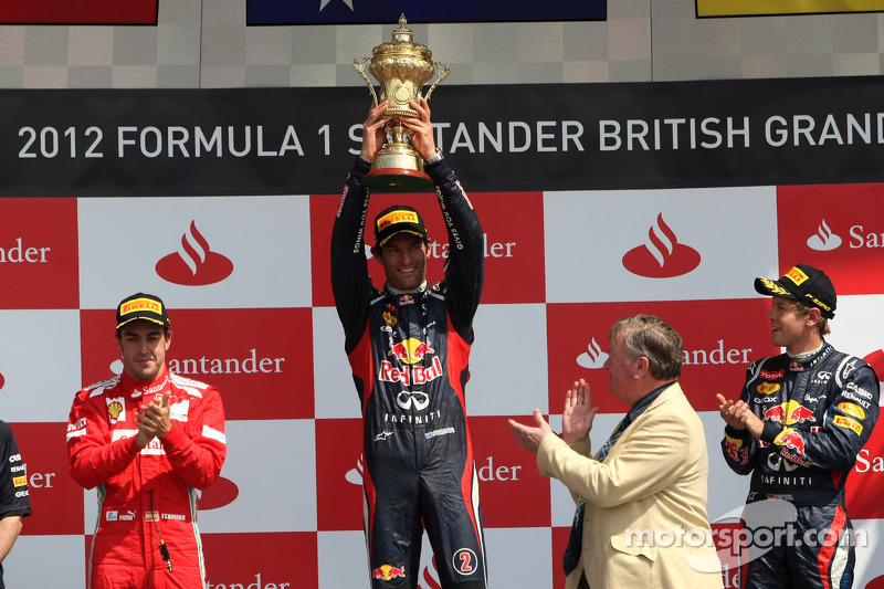 2012: 1. Mark Webber, 2. Fernando Alonso, 3. Sebastian Vettel