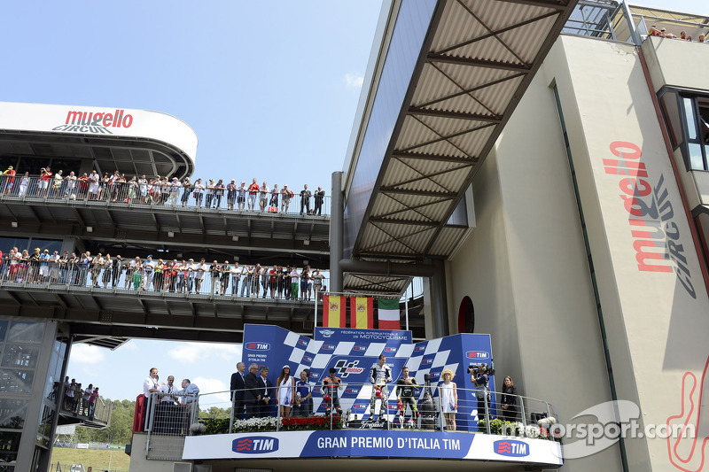 Podio: 1º Jorge Lorenzo, 2º Dani Pedrosa, 3º Andrea Dovizioso
