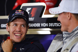 Sebastian Vettel, Red Bull Racing and Michael Schumacher, Mercedes AMG F1 in the FIA Press Conference
