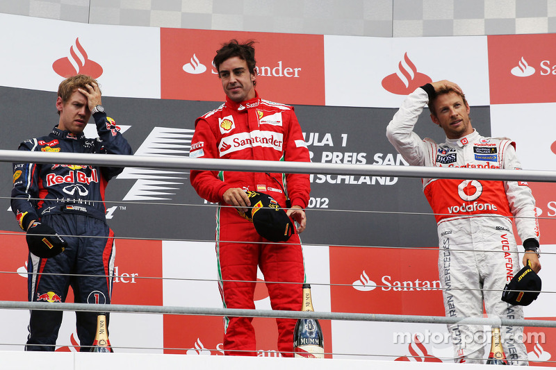 2012: 1. Fernando Alonso, 2. Jenson Button, 3. Kimi Räikkönen (Sebastian Vettel Zeitstrafe)
