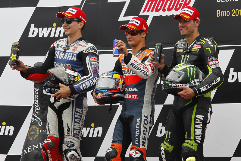 Podio: 1º Dani Pedrosa, 2º Jorge Lorenzo, 3º Cal Crutchlow
