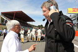 Bernie Ecclestone, and Ross Brawn, Mercedes GP, Technical Director