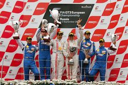 Podium: race winners Ni Amorim, Cesar Campanico, second place Aleksey Basov, Björn Grossman, third place Aleksandr Skryabin, Alessandro Pier Guidi