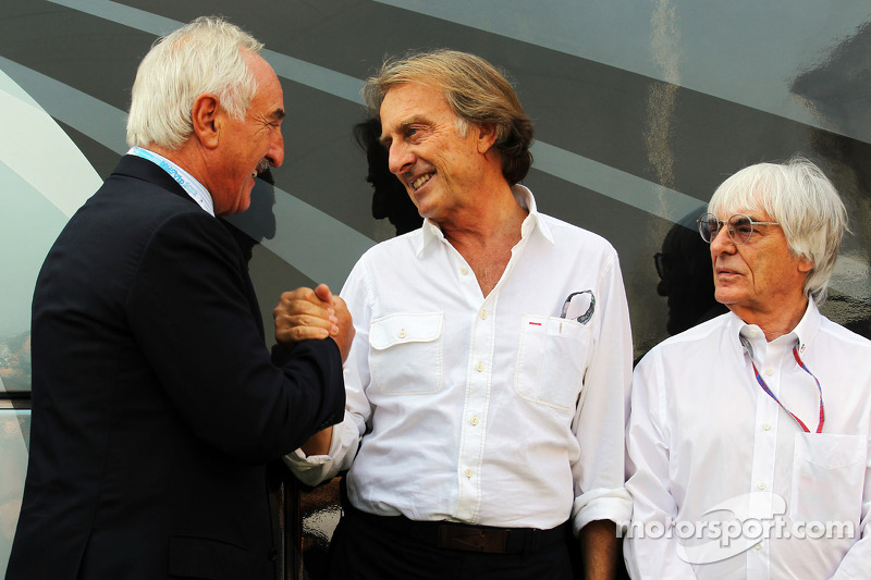 Alberto Bombassei, Brembo CEO with Luca di Montezemolo, Ferrari President and Bernie Ecclestone, CEO Formula One Group