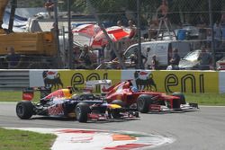 Sebastian Vettel, Red Bull Racing and Fernando Alonso, Scuderia Ferrari