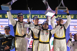 LMGTE Am podium: winners Christophe Bourret, Pascal Gibon, Jean-Philippe Belloc