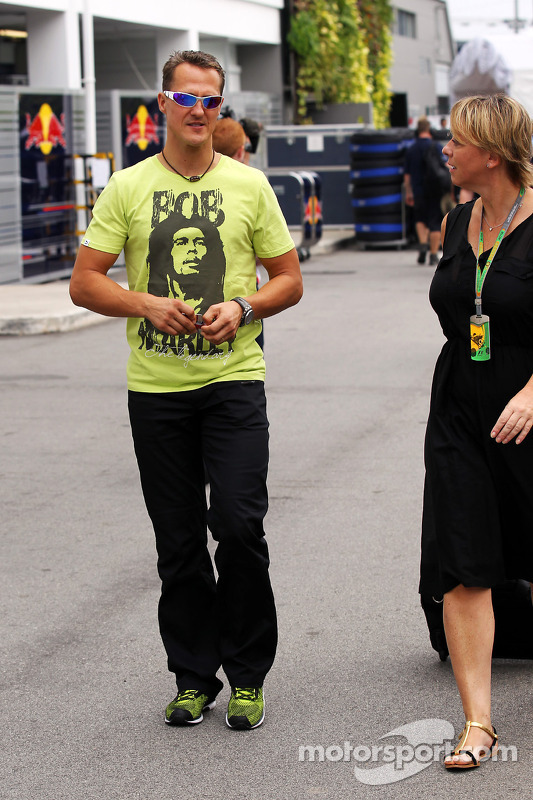 Michael Schumacher, Mercedes AMG F1 wearing a Bob Marley T-Shirt