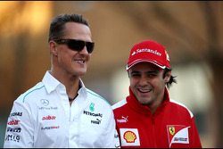 Michael Schumacher, Mercedes GP and Felipe Massa, Scuderia Ferrari