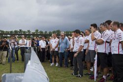 Tribute to Marco Simoncelli lead by Fausto Gresini of San Carlo Honda Gresini