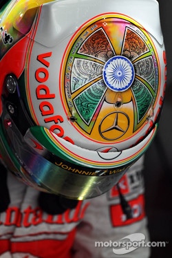 The helmet of Lewis Hamilton, McLaren