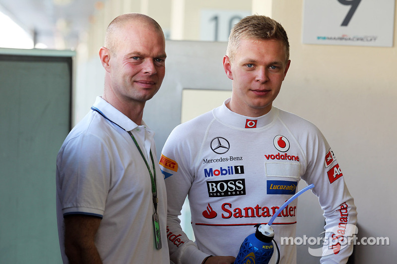 Jan Magnussen met zoon Kevin Magnussen, McLaren testrijder