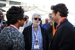 George Lucas, Creador de Star Wars con su socio Mellody Hobson, y Patrick Dempsey, Actor