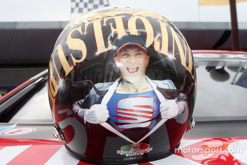 The helmet of Gabriele Tarquini, SEAT Leon WTCC, Lukoil Racing Team for his last race with Seat