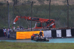 Romain Grosjean, Lotus F1 crashed out of the race