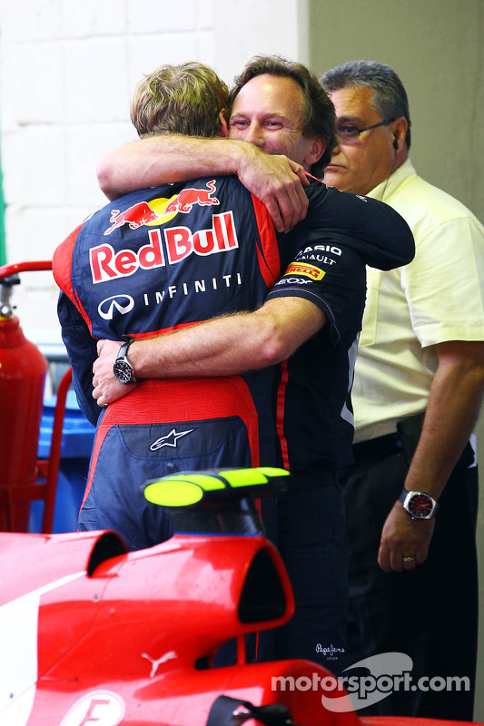 Sebastian Vettel, Red Bull Racing celebrates his World Championship with Christian Horner, Red Bull Racing Team Principal in parc ferme