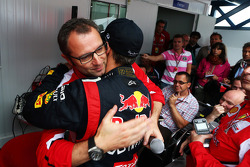 Sebastian Vettel, Red Bull Racing celebrates his World Championship with Stefano Domenicali, Ferrari General Director
