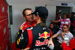Sebastian Vettel, Red Bull Racing celebrates his World Championship with Stefano Domenicali, Ferrari General Director