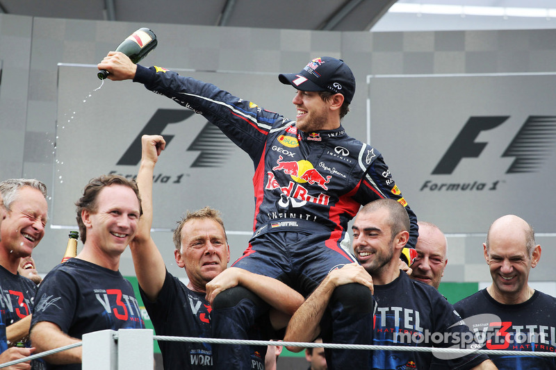 Sebastian Vettel, Red Bull Racing celebrates his World Championship with the team