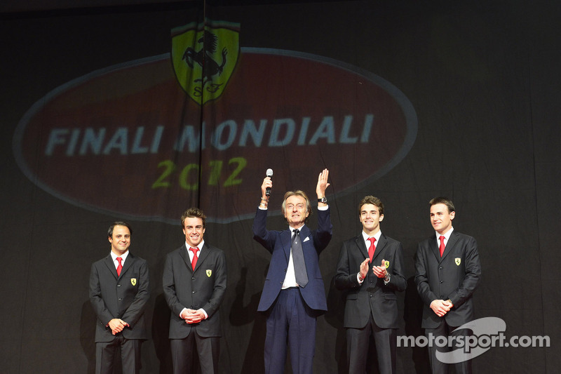 Luca di Montezemolo, con Jules Bianchi, Davide Rigon, Felipe Massa y Fernando Alonso en la Gala Ferr