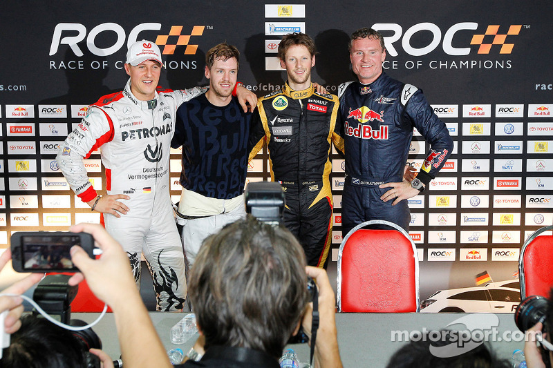 Michael Schumacher, Sebastian Vettel, Romain Grosjean and David Coulthard