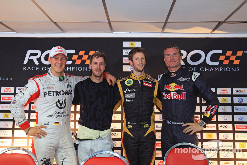 Michael Schumacher, Sebastian Vettel, Romain Grosjean y David Coulthard