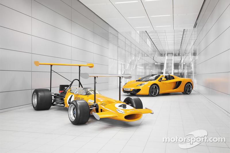 The 1969 McLaren M7C and the McLaren MP4-12C Spider