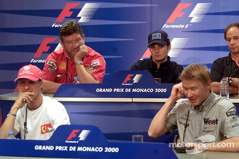 Press conference: Michael Schumacher, Ross Brawn, Giancarlo Fisichella, Mika Hakkinen, Gerhard Berge