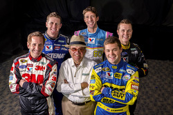 Carl Edwards, Trevor Bayne, Greg Biffle, Travis Pastrana and Ricky Stenhouse Jr. with Jack Roush