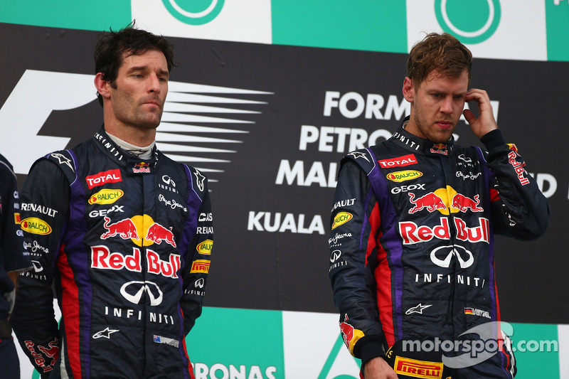 Podium: race winner Sebastian Vettel, Red Bull Racing, second place Mark Webber, Red Bull Racing, th