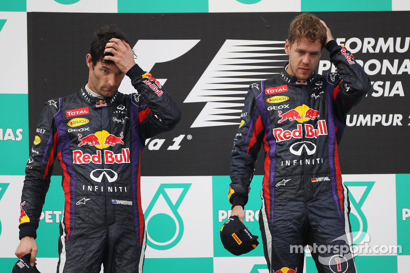 Podium: race winner Sebastian Vettel, Red Bull Racing, second place Mark Webber, Red Bull Racing