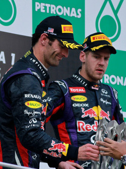 Podium: race winner Sebastian Vettel, Red Bull Racing, second place Mark Webber, Red Bull Racing