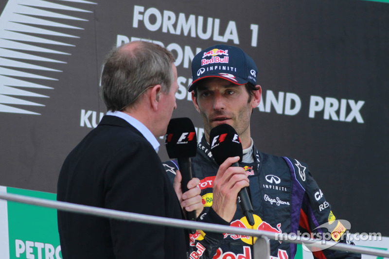 Podium: second place Mark Webber, Red Bull Racing