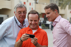 (L to R): Gary Anderson, BBC Sport Expert Analyst with Rubens Barrichello, and David Coulthard, Red Bull Racing and Scuderia Toro Advisor / BBC Television Commentator