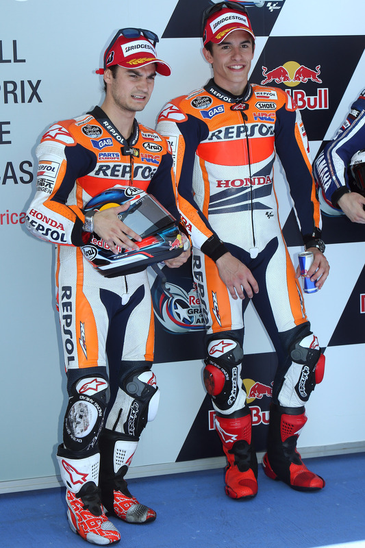 Ganador de la pole Marc Márquez, y e segundo lugar Dani Pedrosa