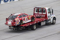 David Reutimann, BK Racing Toyota after a huge crash