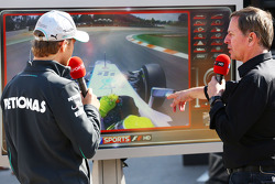 (L to R): Pole sitter Nico Rosberg, Mercedes AMG F1 with Martin Brundle, Sky Sports Commentator
